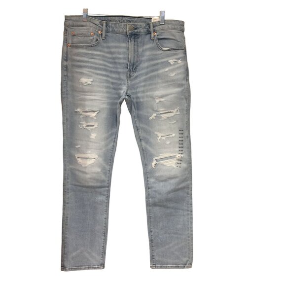 American Eagle Men's 36/30 Slim Light Destroy Wash Airflex + Denim Distressed Je - Picture 1 of 4